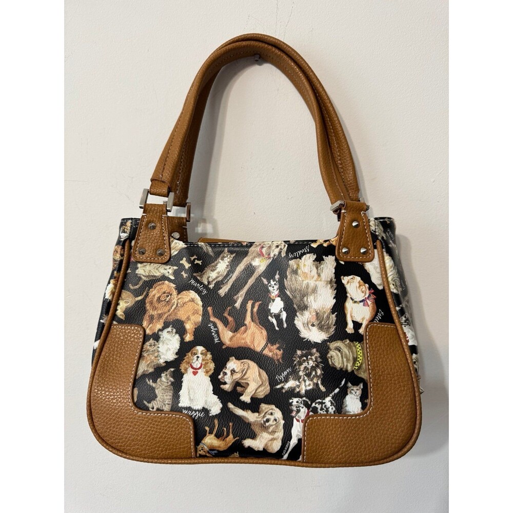 VINTAGE SYDNEY LOVE DOG PRINT TOP HANDLE BAG NWOT